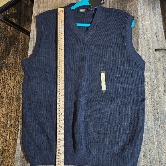 Haggar Golf Sweater Vest V-Neck Mens Large Navy Blue Patterned - Picture 5 of 6